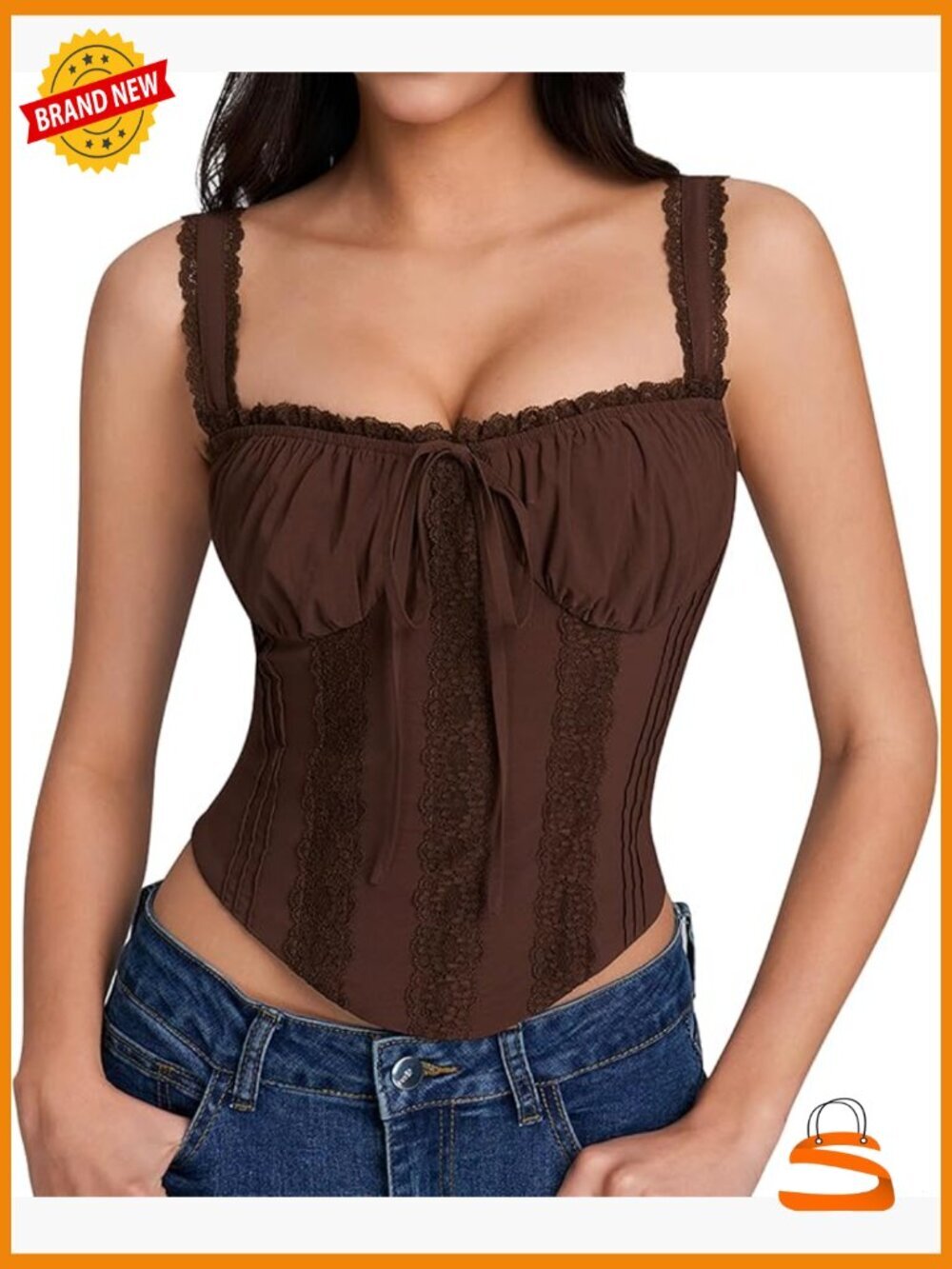 Lace Corset Top Y2K Square Neck Bustier Going Out Tank Crop Top